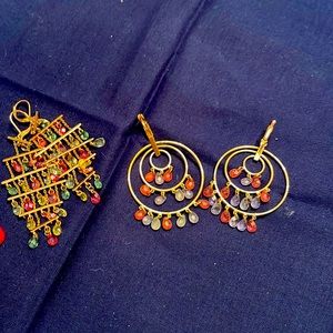 Pastel hanging drop chandelier earrings